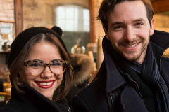 Young couple in Balzac's Coffee in the Distillery Disctrict of T